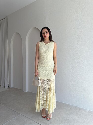 RODRİ Midi Elbise 1254 - Sarı - Mooi Butik