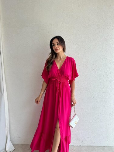 ROMME Maxi Elbise 7874 - Fuşya - Mooi Butik