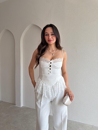 ROSELLA Bluz 8820 - Beyaz - Mooi Butik