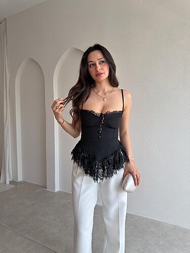ROSELLA Bluz 8820- Siyah - Mooi Butik