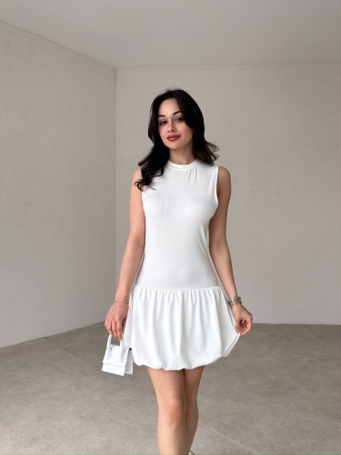 ROSENDO Mini Elbise 3458 - Beyaz 