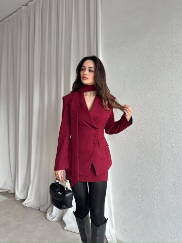 ROXİE Fularlı Takım 8707 - Bordo - Mooi Butik