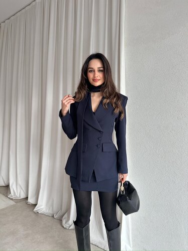 ROXİE Fularlı Takım 8707 - Lacivert - Mooi Butik