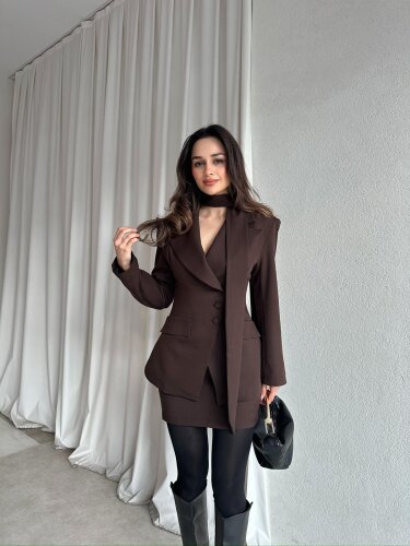 ROXİE Fularlı Takım 8707 - Acı Kahve - Mooi Butik