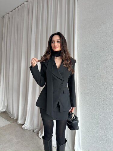 ROXİE Fularlı Takım 8707 - Siyah - Mooi Butik