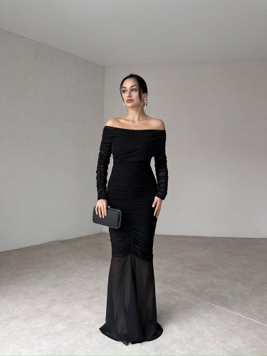 ROYKO Maxi Elbise 2873 - Siyah - 4