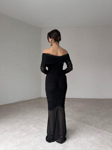ROYKO Maxi Elbise 2873 - Siyah - 5