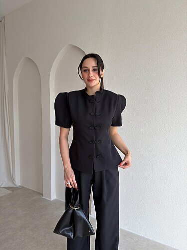 RUFİNA Vatkalı Takım 8956 - Siyah - Mooi Butik