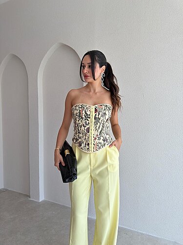 RUTH Korseli Bluz 3008 - Sarı - Mooi Butik