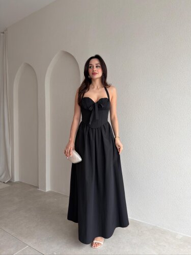 SABRİNA Maxi Elbise 8401 - Siyah - Mooi Butik