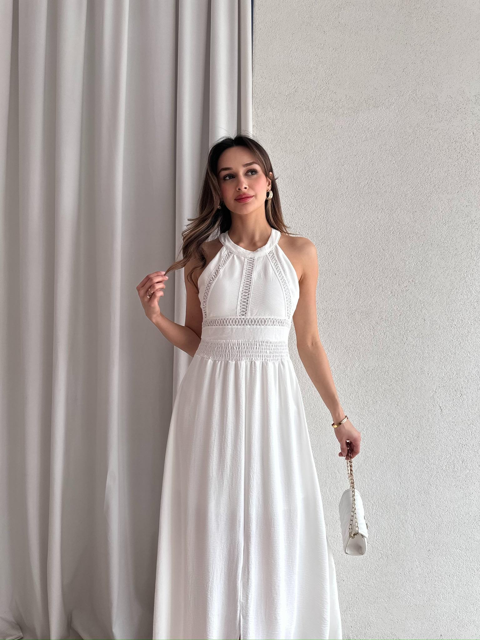 SAMARA Maxi Elbise 3472 - Beyaz