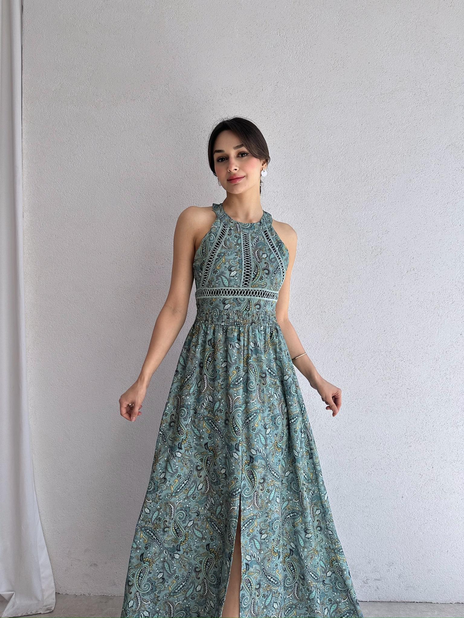 SAMARA Maxi Elbise 3472 - Yeşil