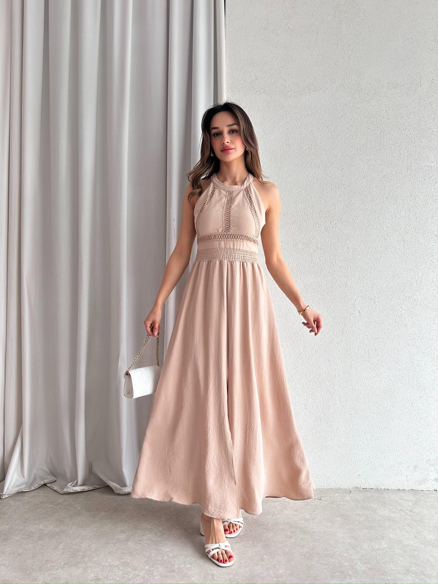SAMARA Maxi Elbise 3472 - Vizon