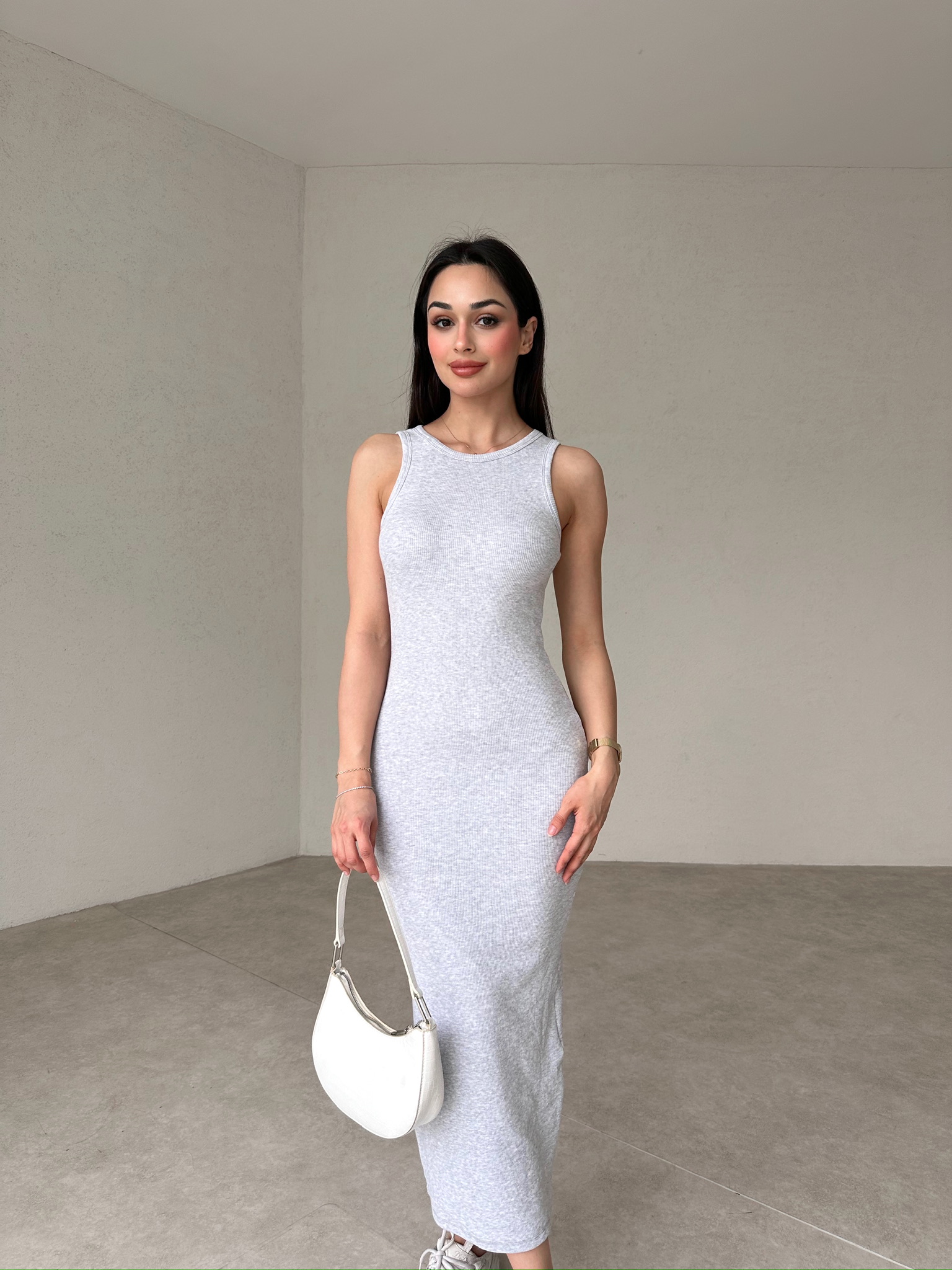 SASSEN Midi Elbise 3002 - Gri