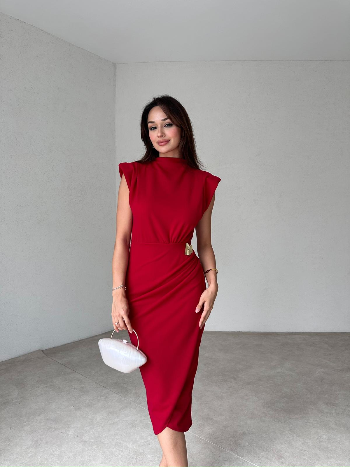 SHALLOW Midi Elbise 0958 - Kırmızı 