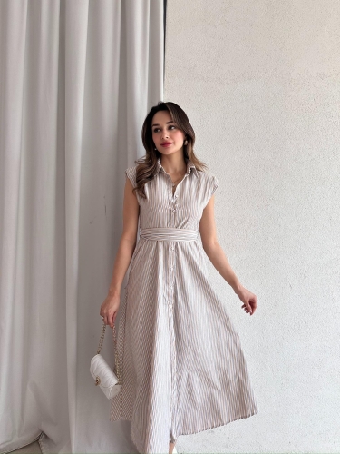 SİDA Midi Elbise 8946 - Kahverengi - Mooi Butik