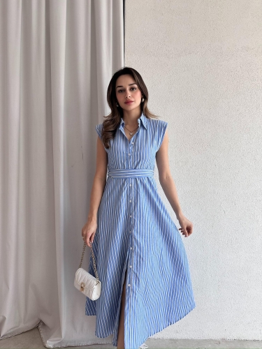 SİDA Midi Elbise 8946 - Mavi - Mooi Butik