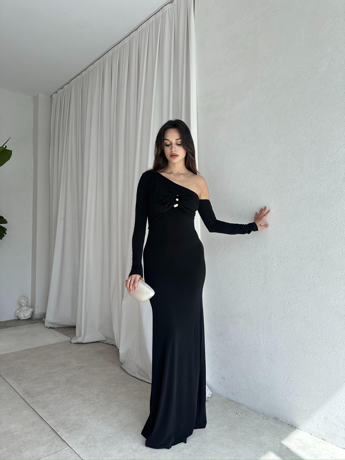 SİLLA Maxi Elbise 8595 - Siyah