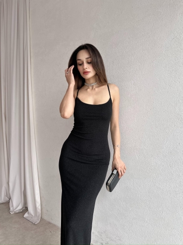 Simli MONİKA Maxi Elbise 9977 - Siyah - Mooi Butik