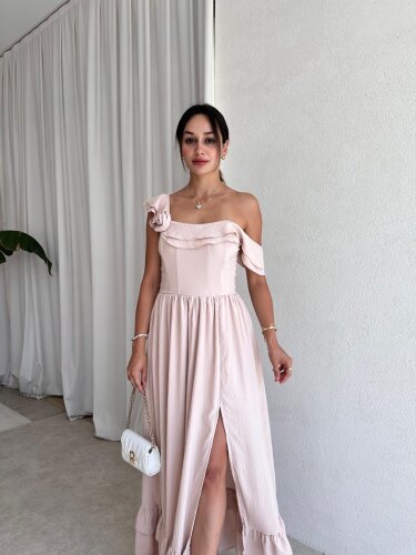 SLATE Maxi Elbise 6349 - Krem - Mooi Butik