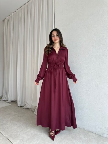 SMART Elbise 8733 - Bordo - Mooi Butik