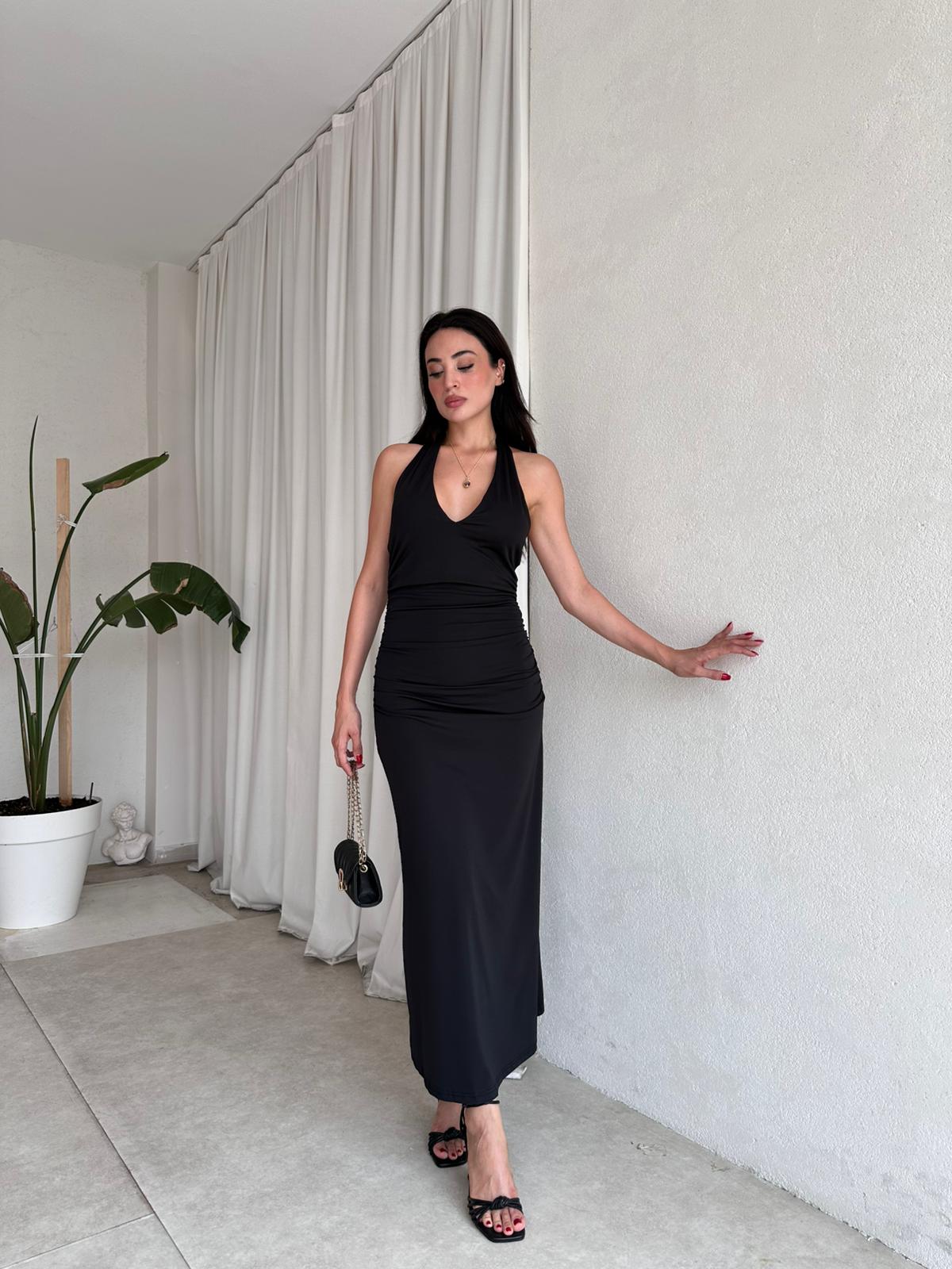 SMEGO Midi Elbise 8264 - Siyah