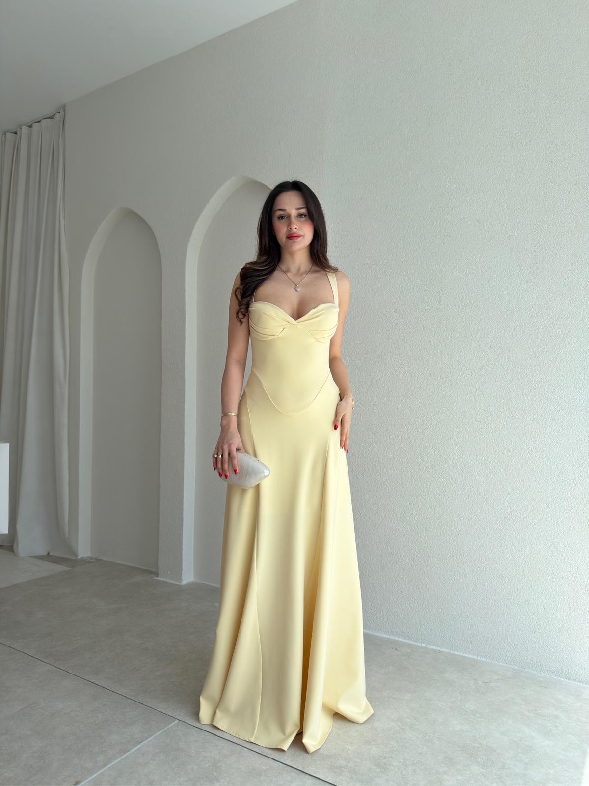 SMOOTH Maxi Elbise 1814 - Sarı