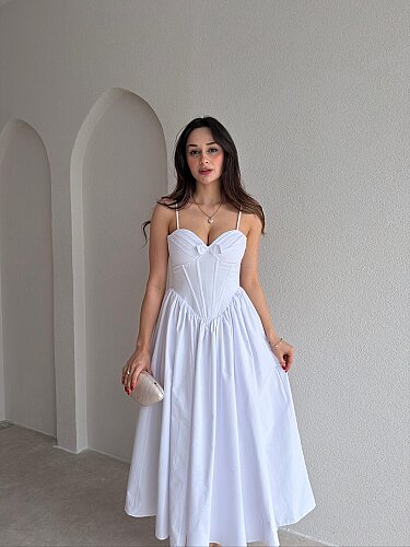 SOROS Maxi Elbise 9235 - Beyaz - Mooi Butik