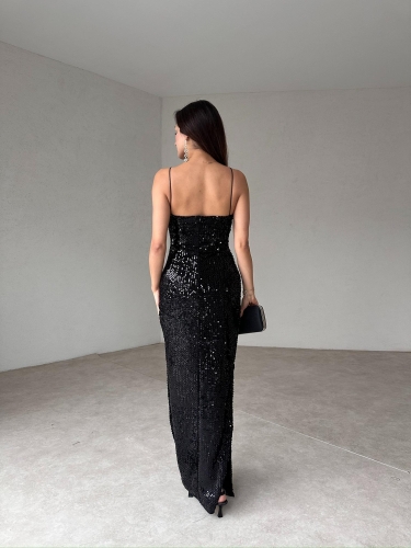 STONE Maxi Elbise 3014 - Siyah - 4