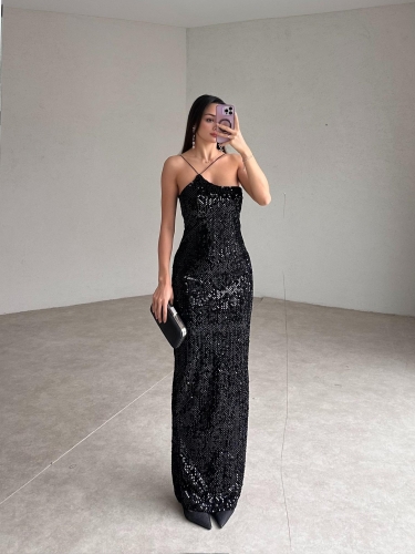 STONE Maxi Elbise 3014 - Siyah - 3