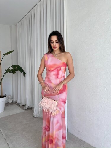 SUNLİT Maxi Elbise 8173 - Pembe - Mooi