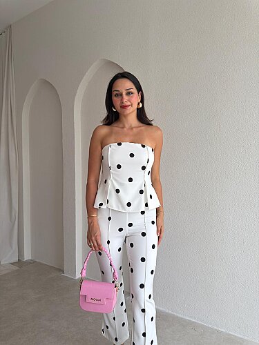 SWETRA Puantiyeli Tulum 3681 - Beyaz - 2