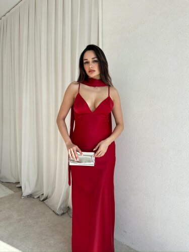 TALYA Elbise 9778 - Kırmızı - Mooi Butik