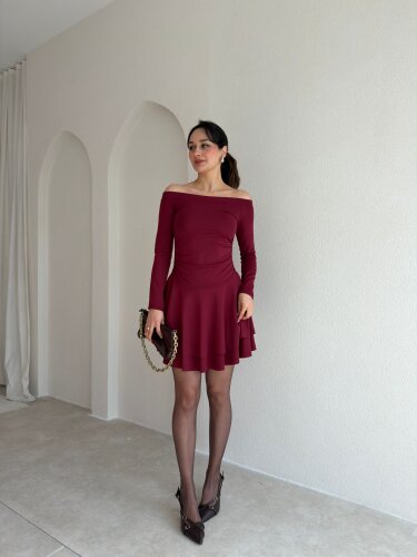 TAMİ Elbise 9067 - Bordo - 2