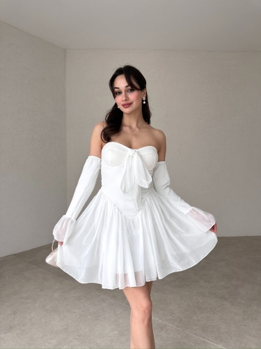 TARBELL Mini Elbise 9931 - Beyaz - Mooi Butik