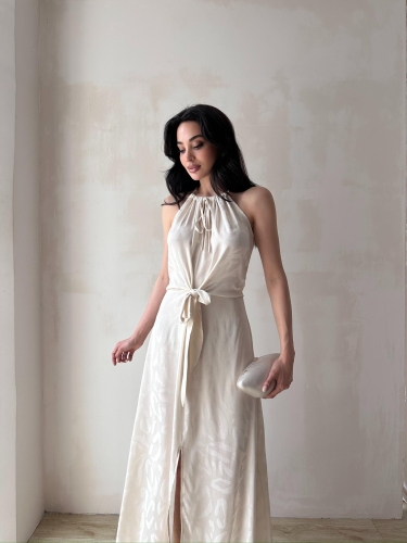 TARON Maxi Elbise 6489 - Krem - Mooi Butik