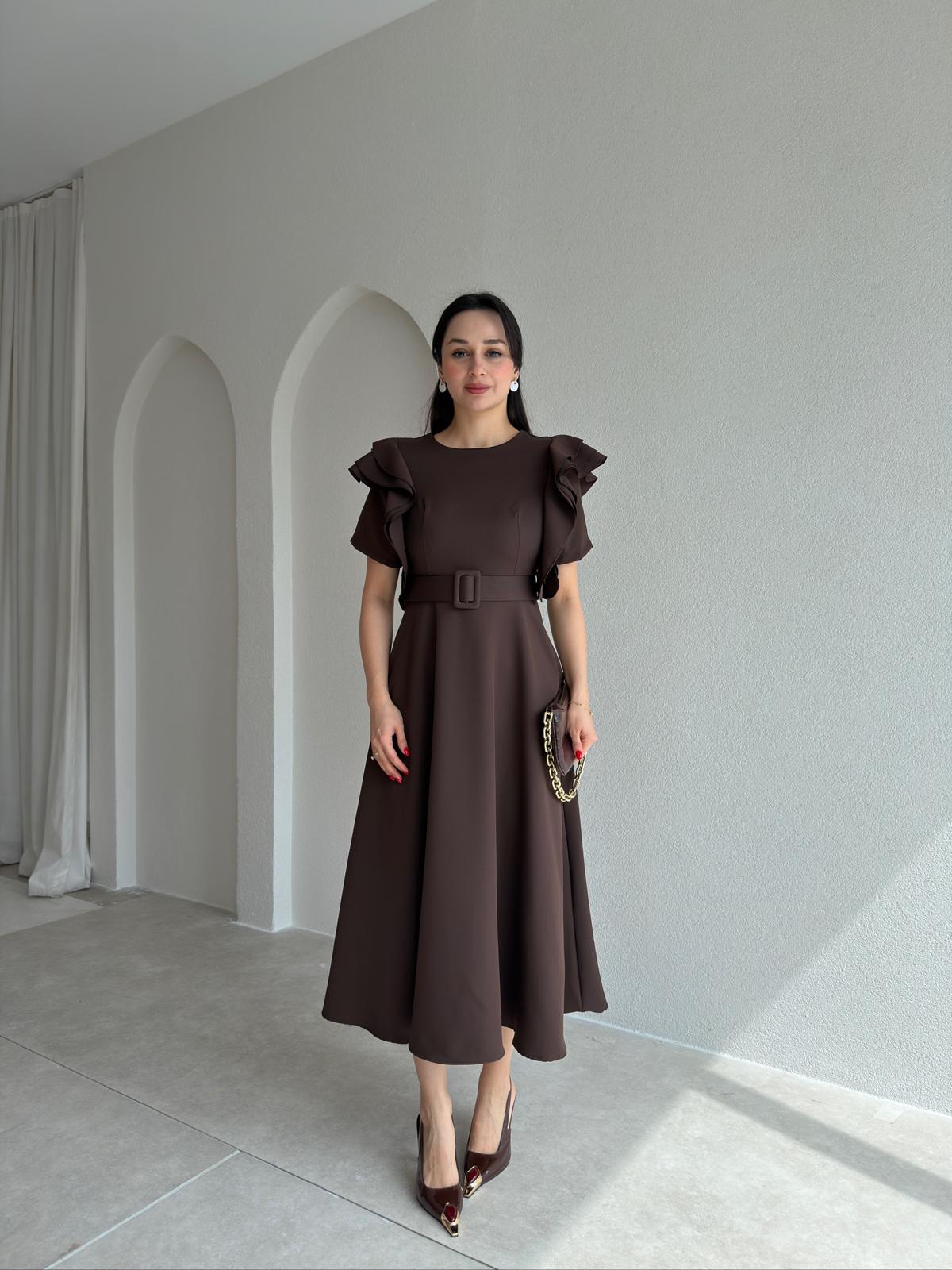 TASSEL Midi Elbise 8938 - Acı Kahve
