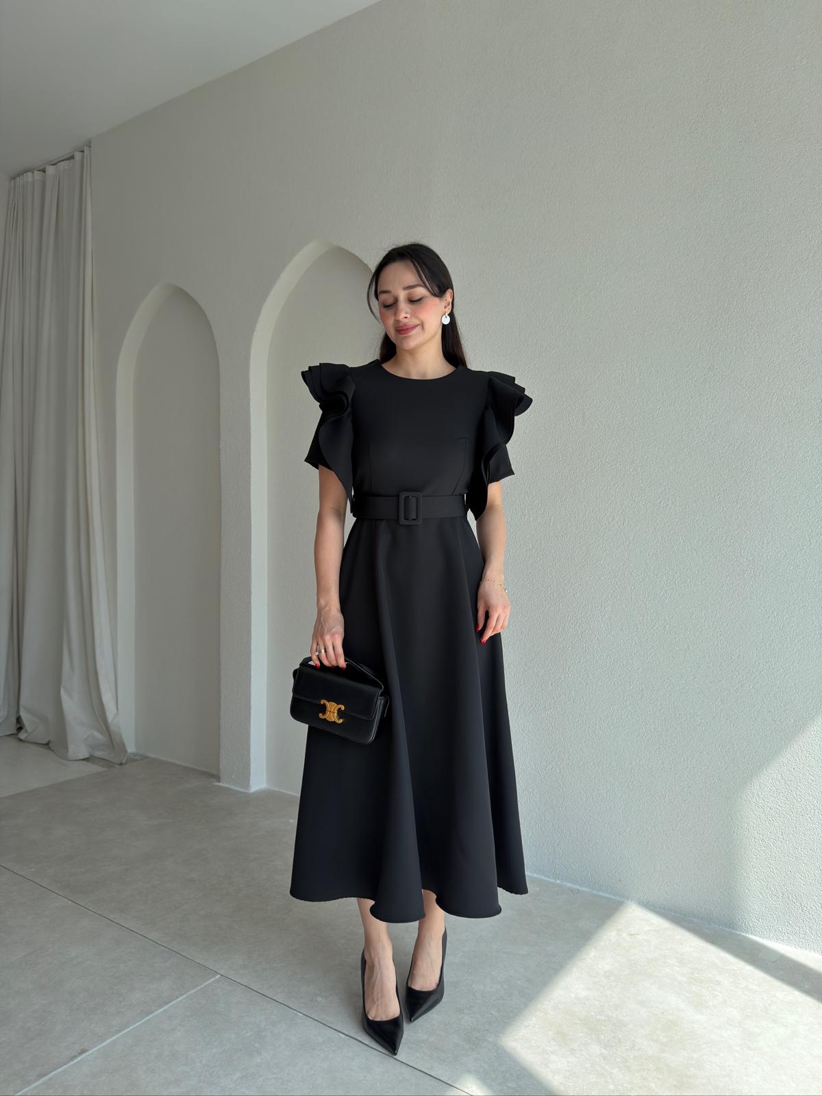 TASSEL Midi Elbise 8938 - Siyah