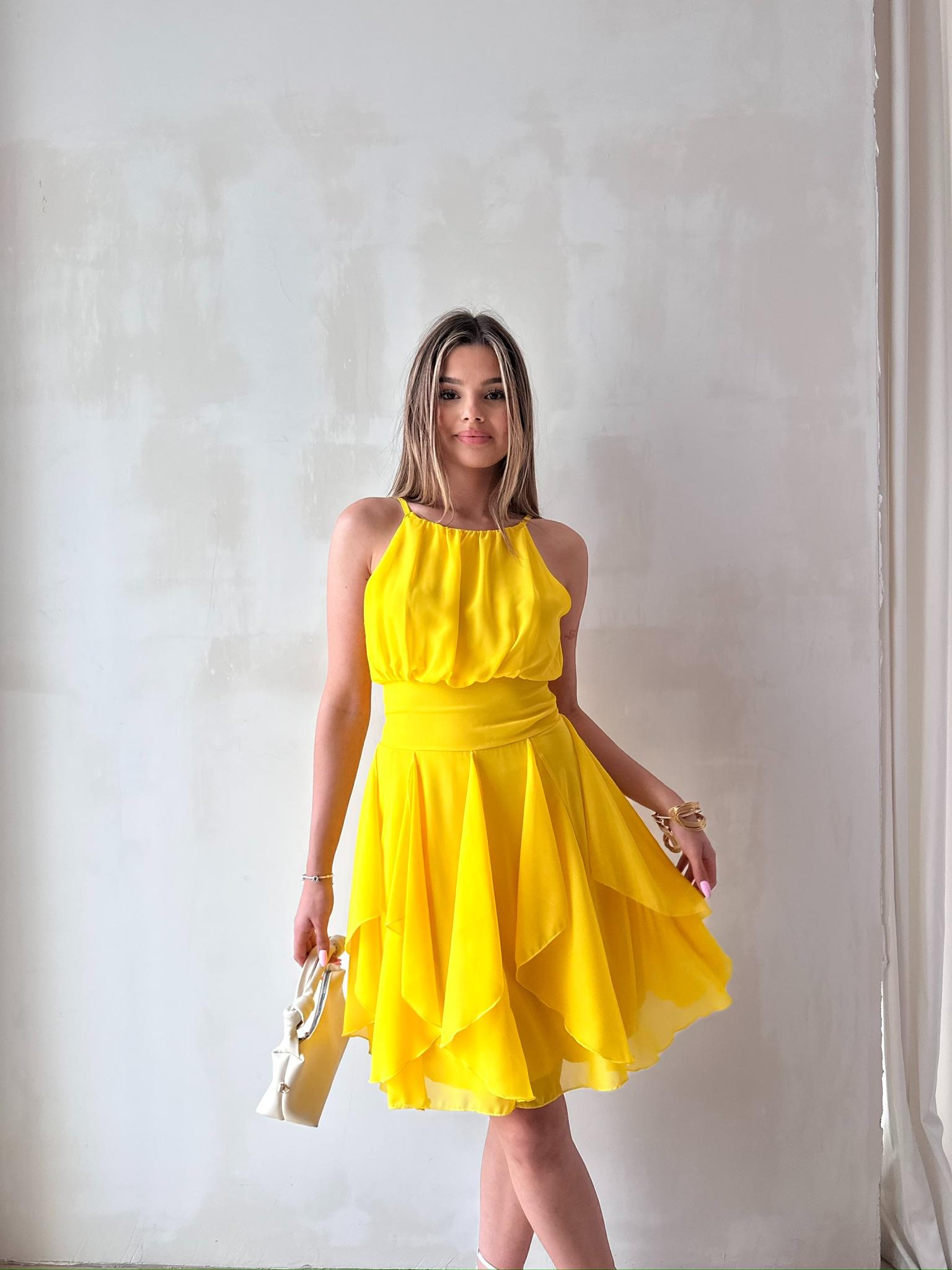 TAVENS Mini Elbise 2084 - Sarı