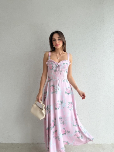 TEDLOCK Midi Elbise 2402 - Pembe - Mooi Butik