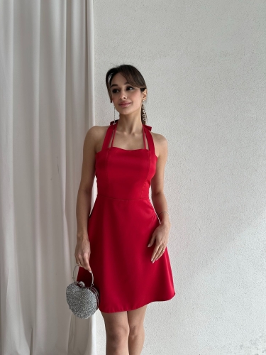 TEGAN Mini Elbise 3732 - Kırmızı - Mooi Butik