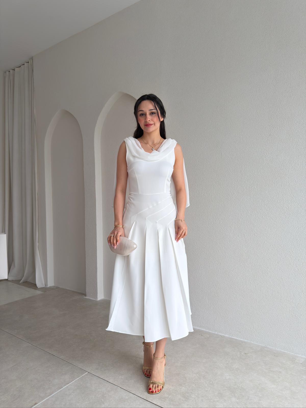 TERİER Midi Elbise 2222 - Beyaz