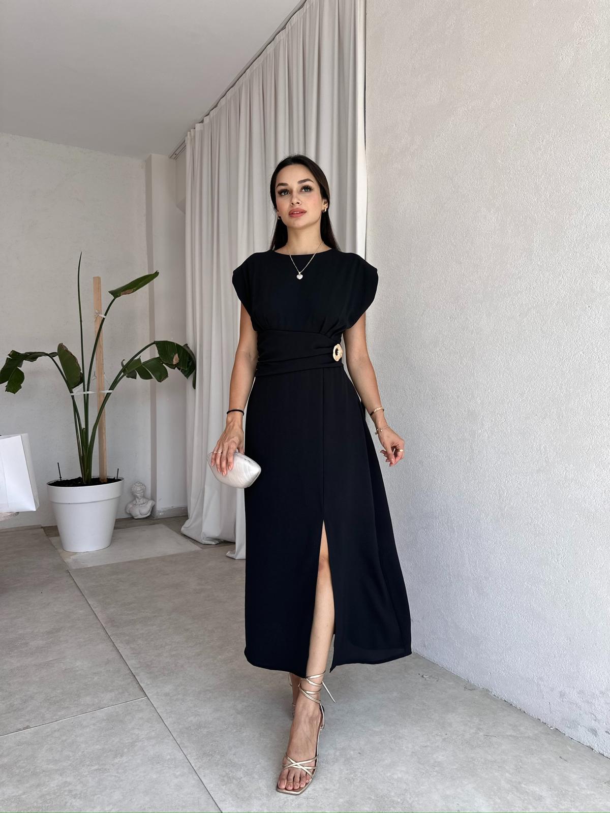 TİFFANY Midi Elbise 8077 - Siyah
