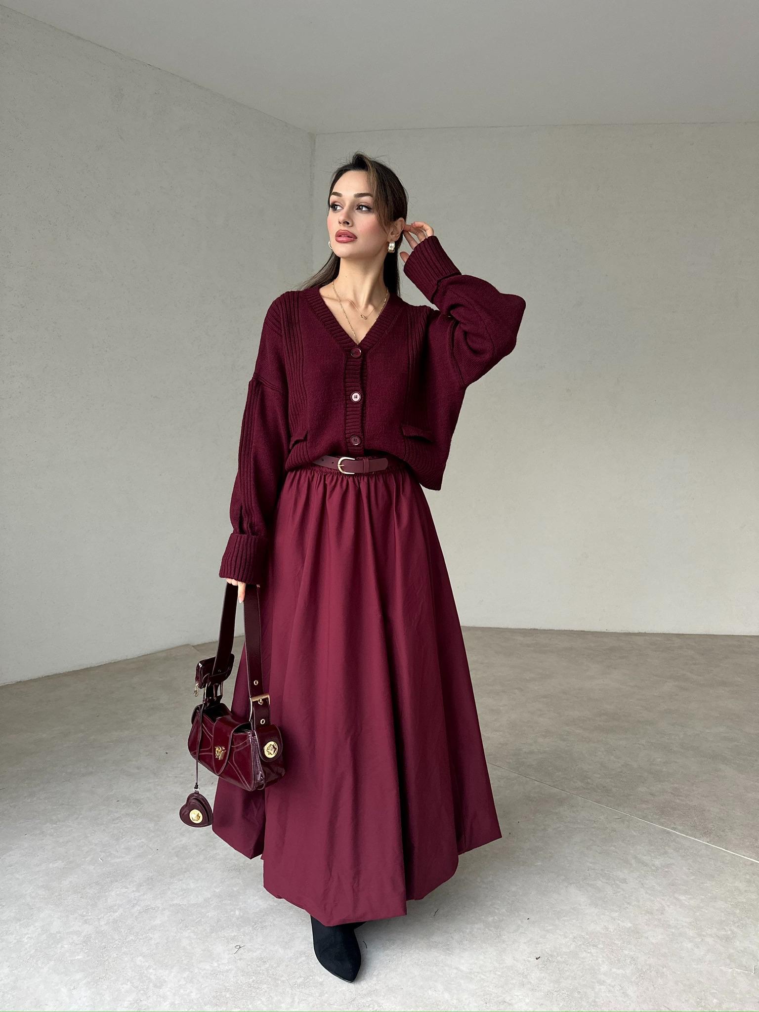 TİNA Balon Etek 5097 - Bordo