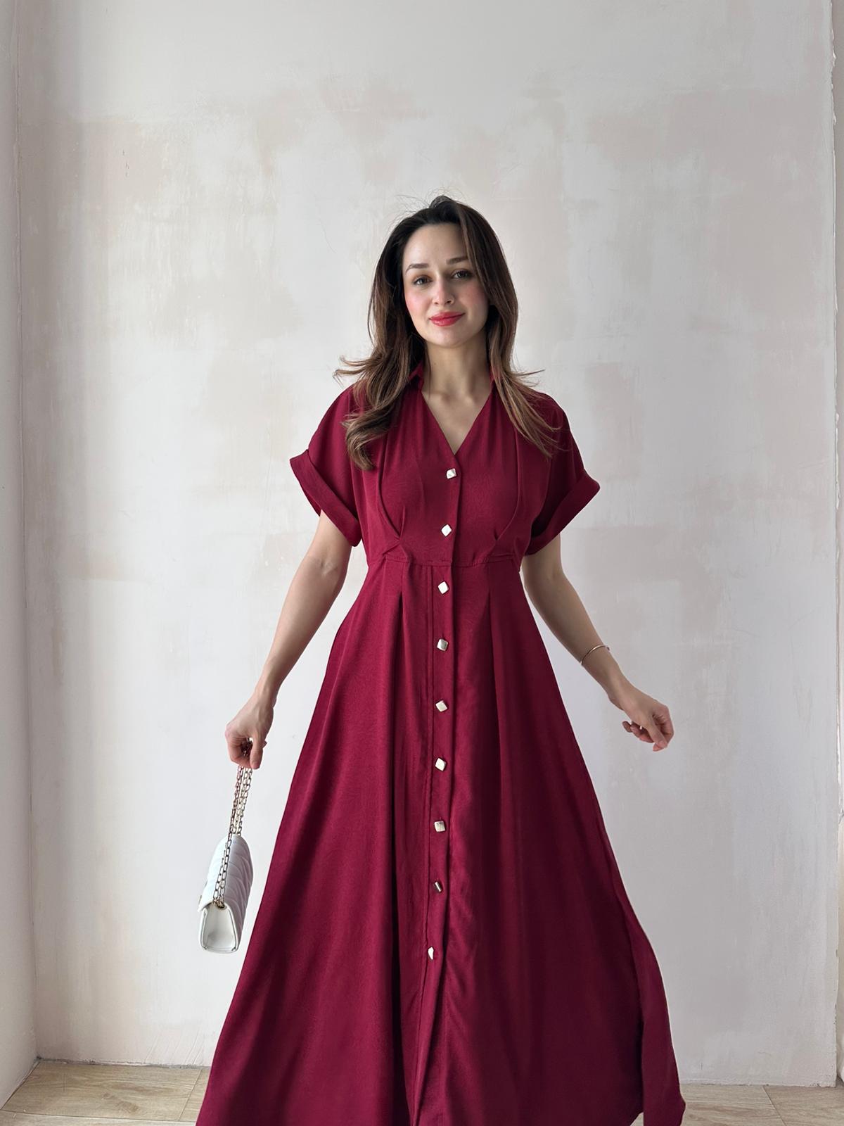 TİTA Maxi Elbise 4736 - Bordo