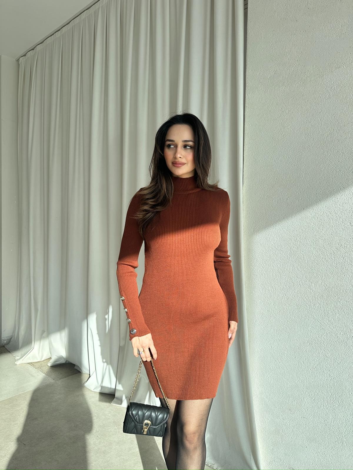 TİTİA Mini Elbise 7544 - Acı Kahve