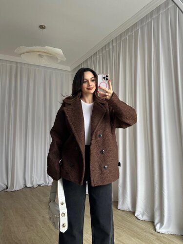 TOMRİS Kısa Kaban 8789 - Acı Kahve - Mooi Butik