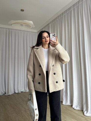 TOMRİS Kısa Kaban 8789 - Krem - Mooi Butik