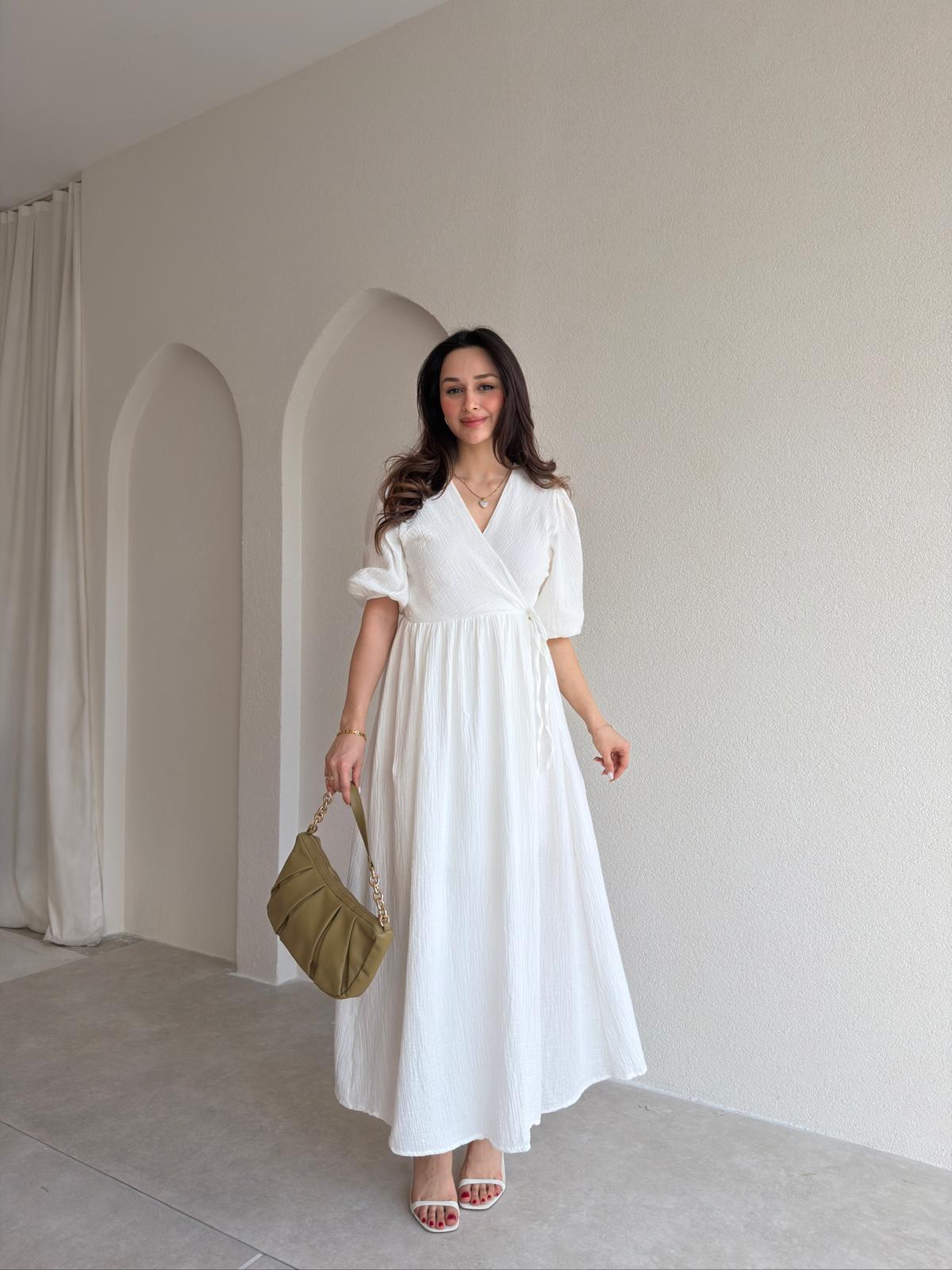  TORİNO Midi Elbise 8992 - Beyaz