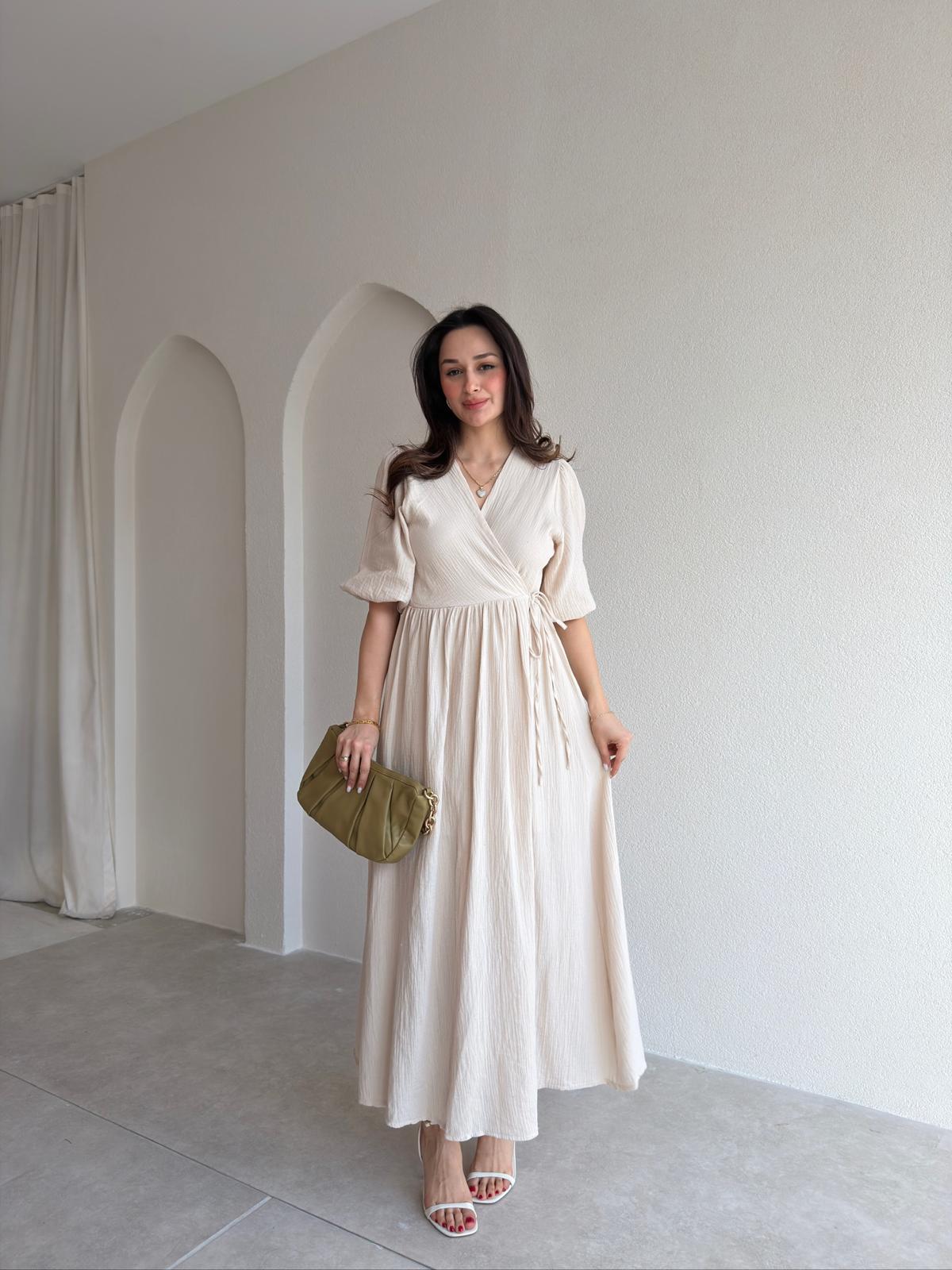 TORİNO Midi Elbise 8992 - Krem
